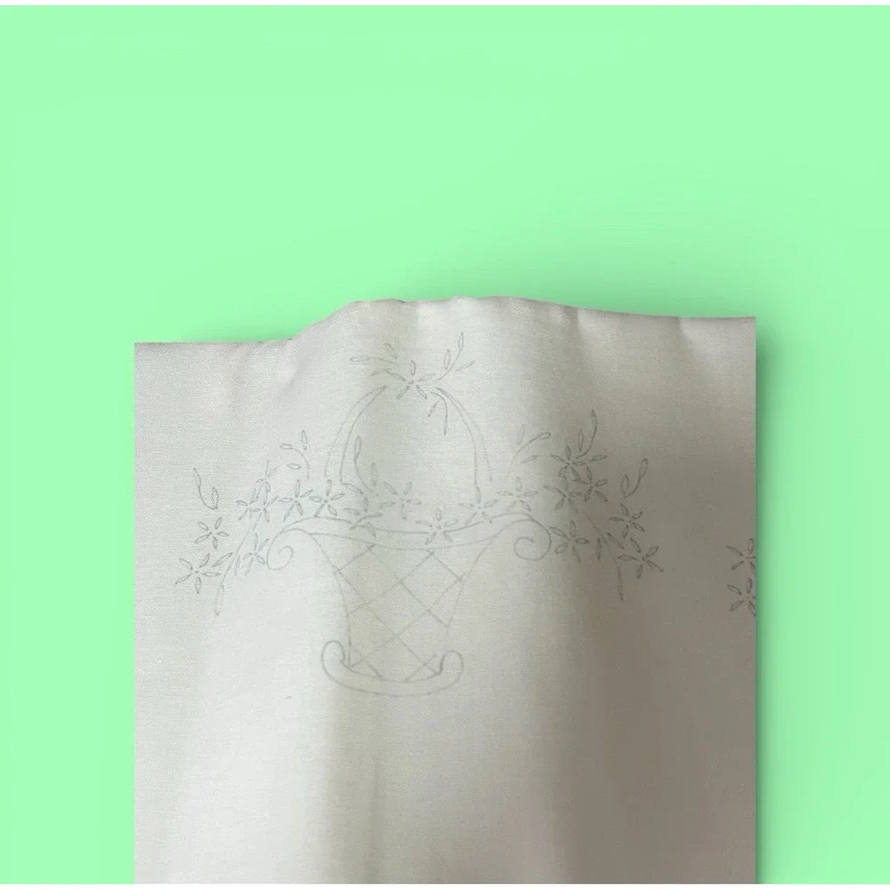 2 Standard Pillowcases Stamped Embroidery‎ Ready Basket Floral Garden Pattern